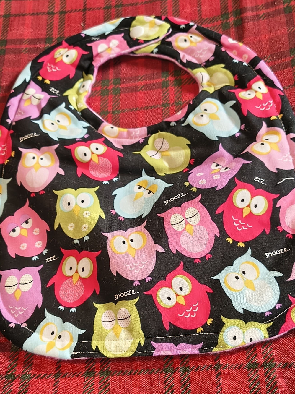 Baby Owl Print Bib - Pink, Red, Green, Blue Owls